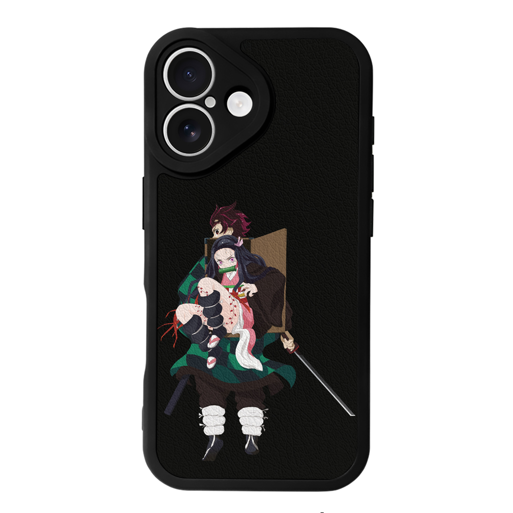 （画像用） 鬼滅の刃（きめつのやいば）竈門 禰󠄀豆子／かまど ねずこ Kamado Nezuko 【iPhone 16シリーズ対応】シリコンスマホケース（レザー調） 材質：シリコン